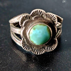 1920s Ingot Antique Turquoise Sterling Ring Size  6 1/2 Old Pawn. JR 443