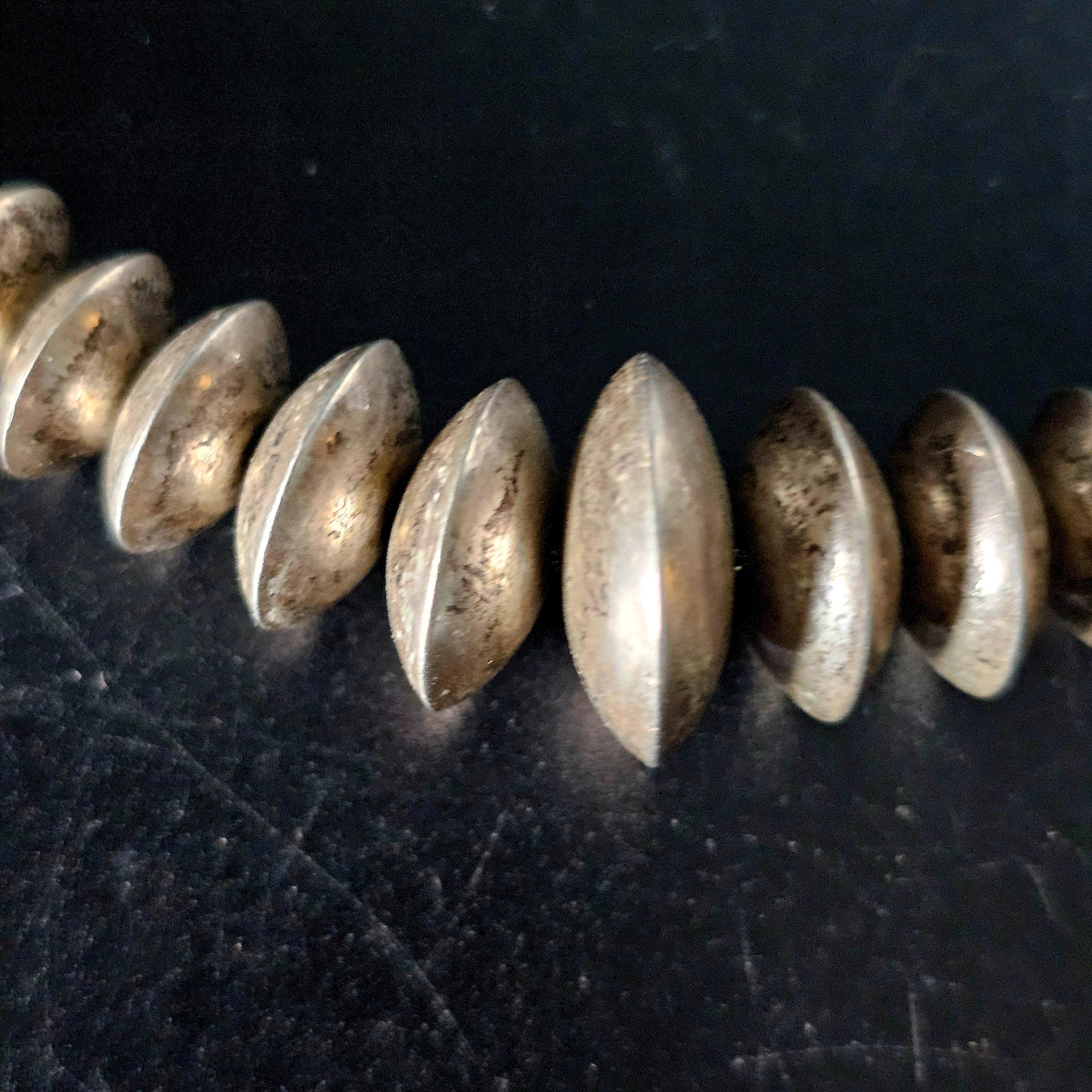 Signed 26" Vintage Navajo Pearls Necklace Old Pawn Sterling. C1960s JN 770