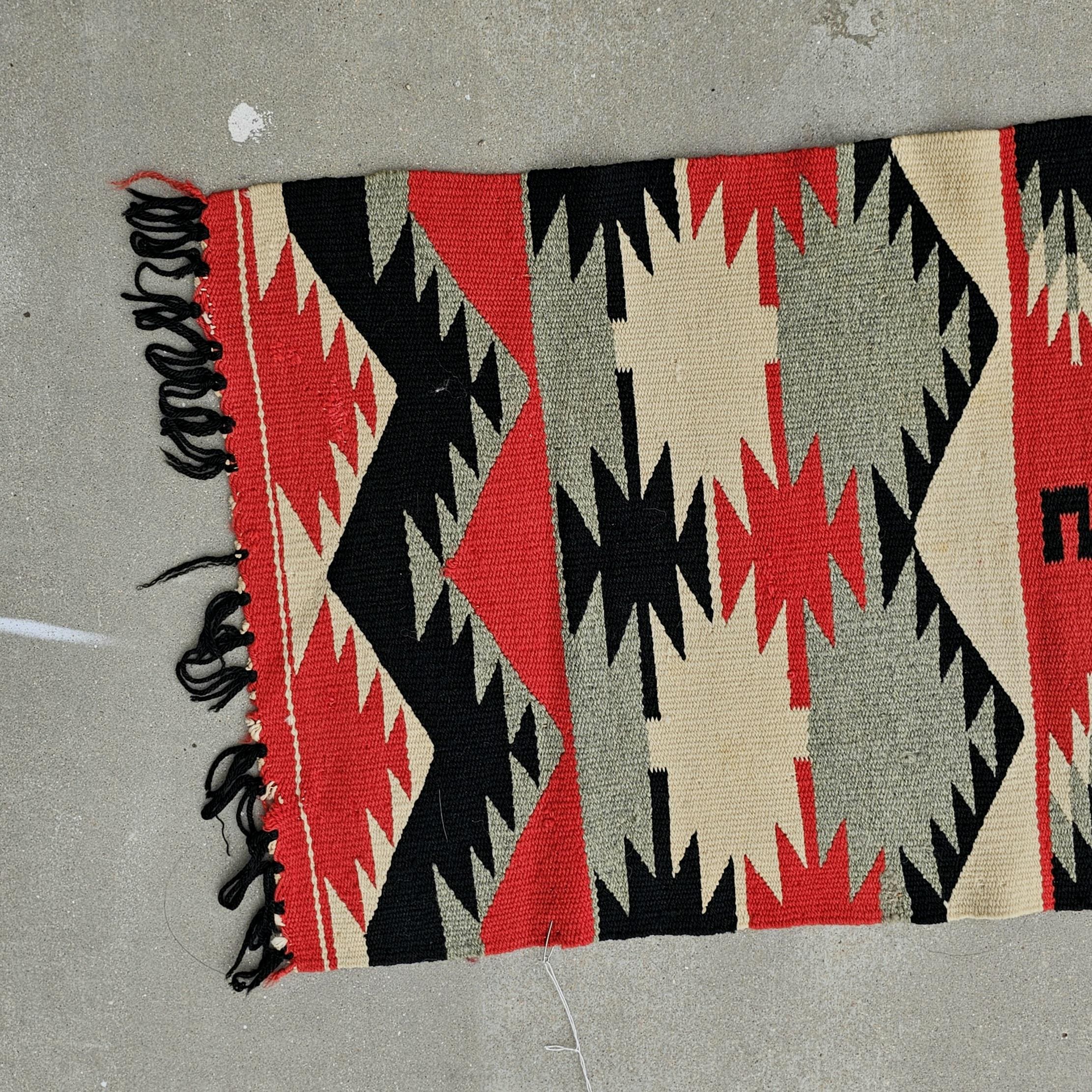 C 1890s Germantown Authentic Vintage Navajo Rug 17" x 34" W 173