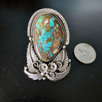 Ultra Large Statement Turquoise Silver Ring - Size 10 - Old Pawn JR 415