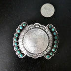 Coin Silver Signed Turquoise Vintage Buckle  Old Pawn JK 214
