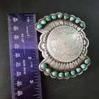 Coin Silver Signed Turquoise Vintage Buckle  Old Pawn JK 214