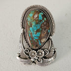 Ultra Large Statement Turquoise Silver Ring - Size 10 - Old Pawn JR 415