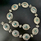 Vintage Sterling Turquoise Navajo Disc Concho Belt Old Pawn. JBL 152