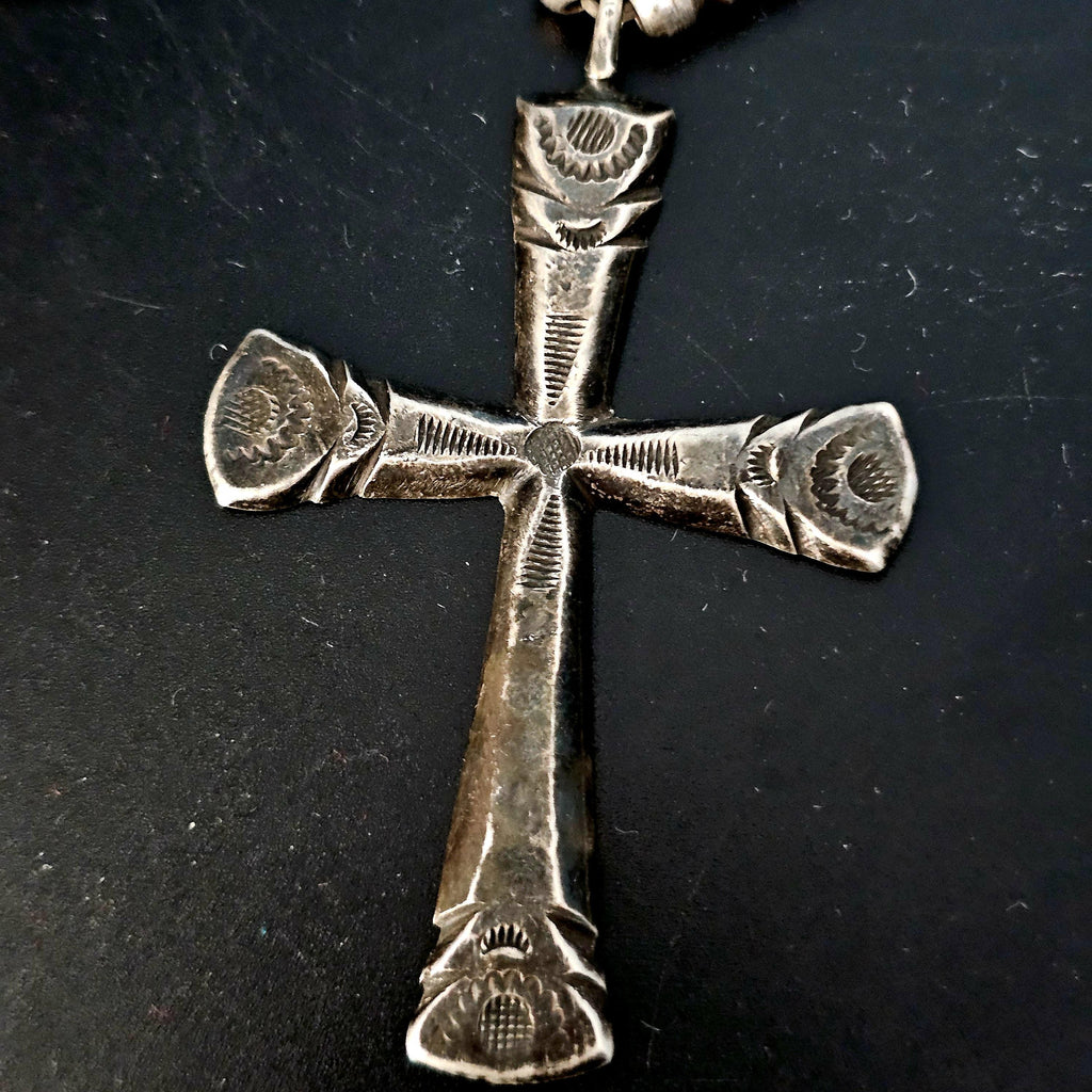 1930s Cross Necklace Old Pawn Sterling.  JN 721