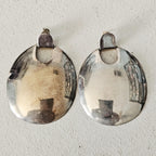 Sterling '70s Disc Vintage Silver Earrings . # JE 608