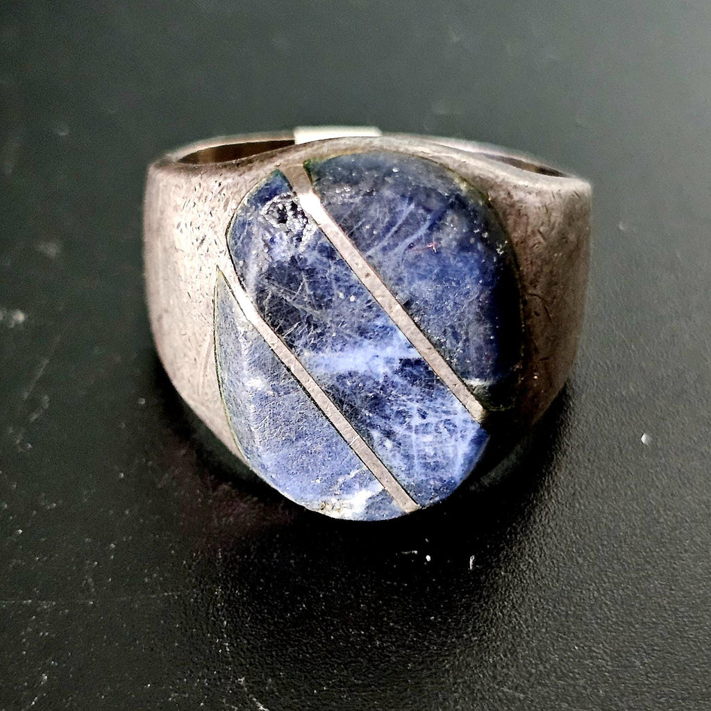 Sodalite Zuni Inlay Ring Old Pawn Size 11 1/2 JR 353
