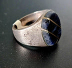 Sodalite Zuni Inlay Ring Old Pawn Size 11 1/2 JR 353