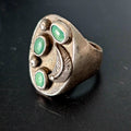 3 Green Turquoise Cast Silver Vintage Ring Size 11 Old Pawn JR 228