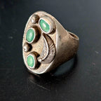 3 Green Turquoise Cast Silver Vintage Ring Size 11 Old Pawn JR 228