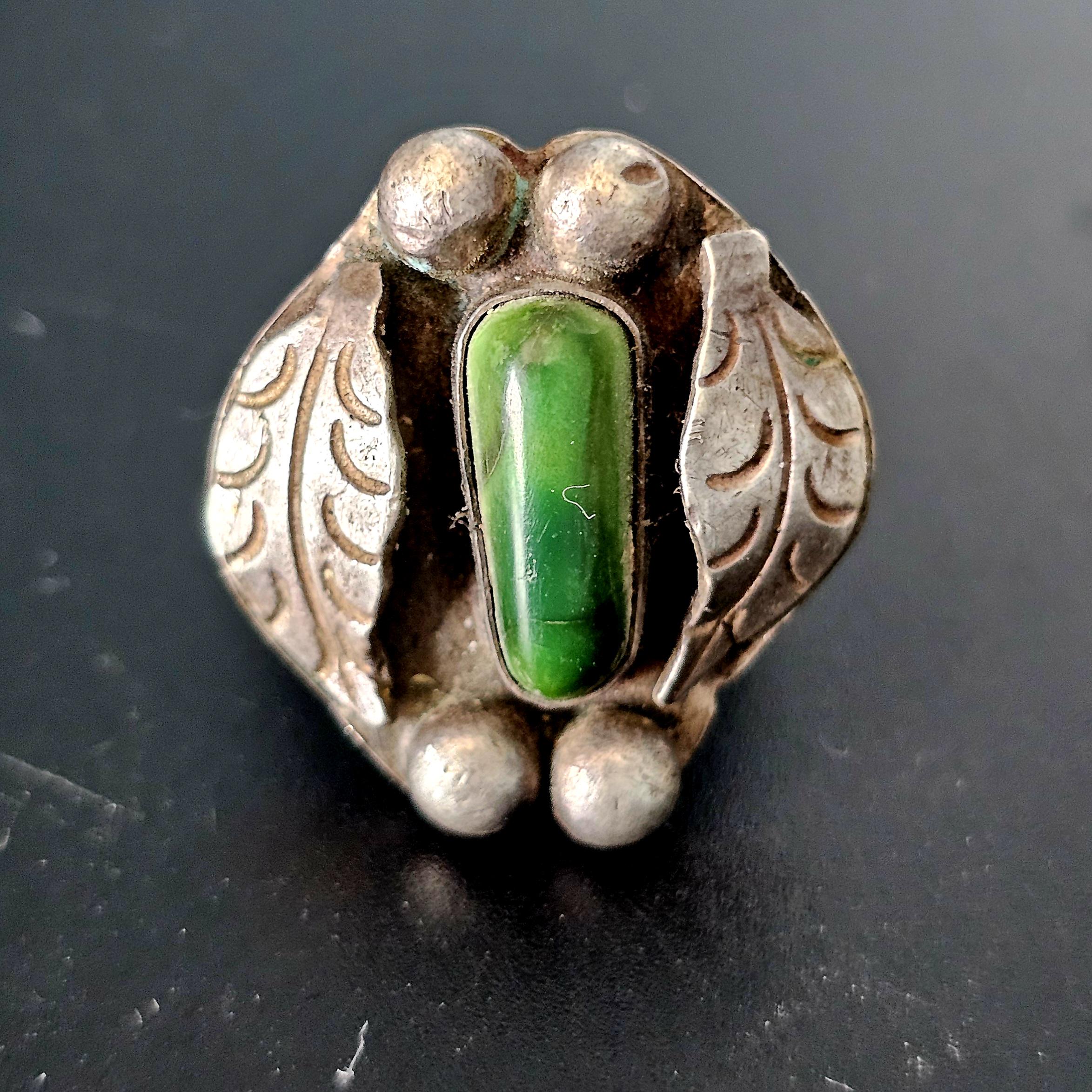 Cerillos Turquoise Vintage Native Ring Old Pawn Size 7 1/2 JR 39