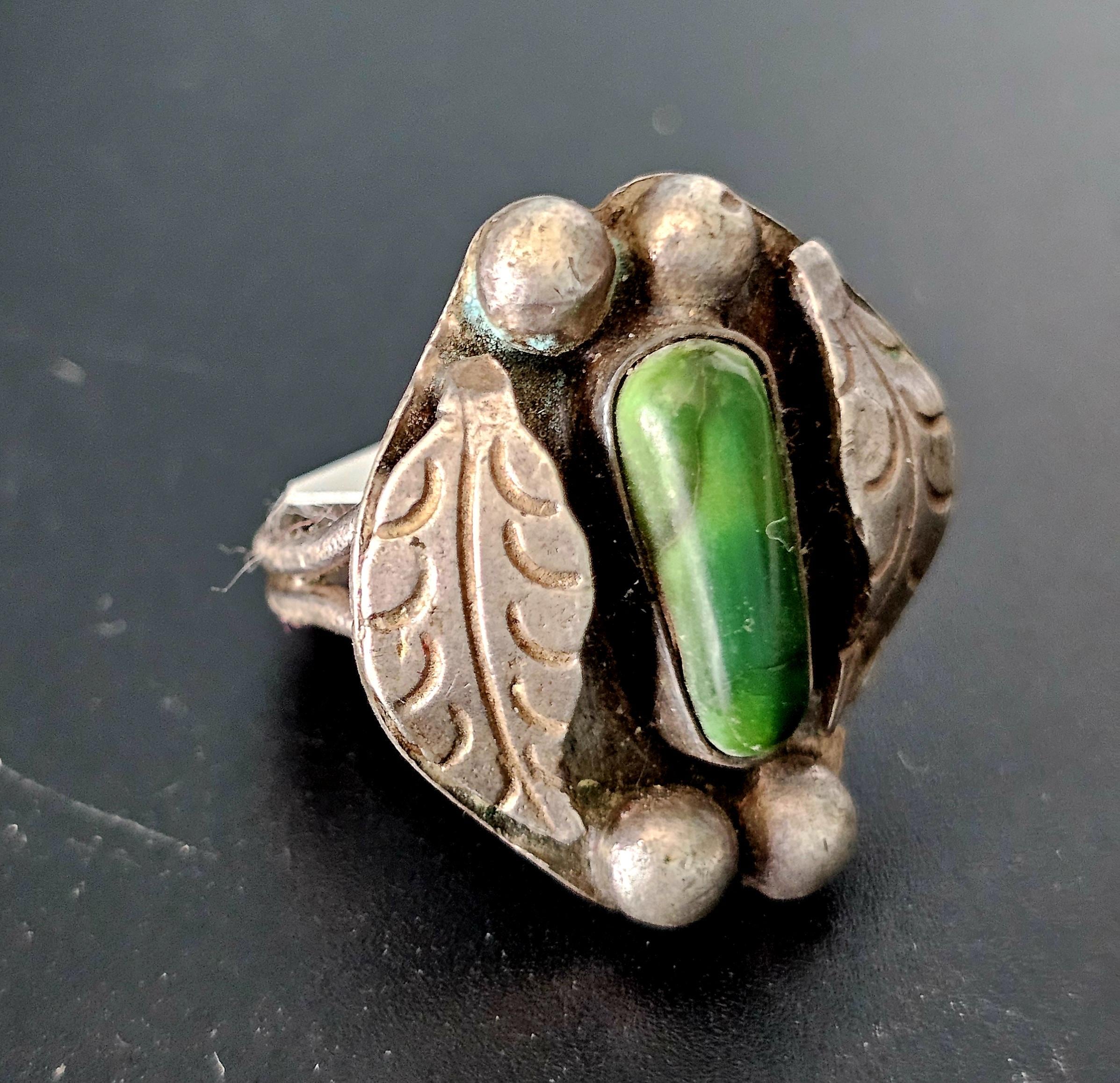 Cerillos Turquoise Vintage Native Ring Old Pawn Size 7 1/2 JR 39