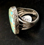 Vintage Turquoise Sterling Man Ring Size 11 1/2 Old Pawn JR 385
