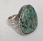 Vintage Turquoise Sterling Man Ring Size 11 1/2 Old Pawn JR 385
