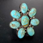 Huge Zuni Cluster Turquoise Vintage Ring Old Pawn Size 10  JR 450