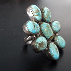 Huge Zuni Cluster Turquoise Vintage Ring Old Pawn Size 10  JR 450