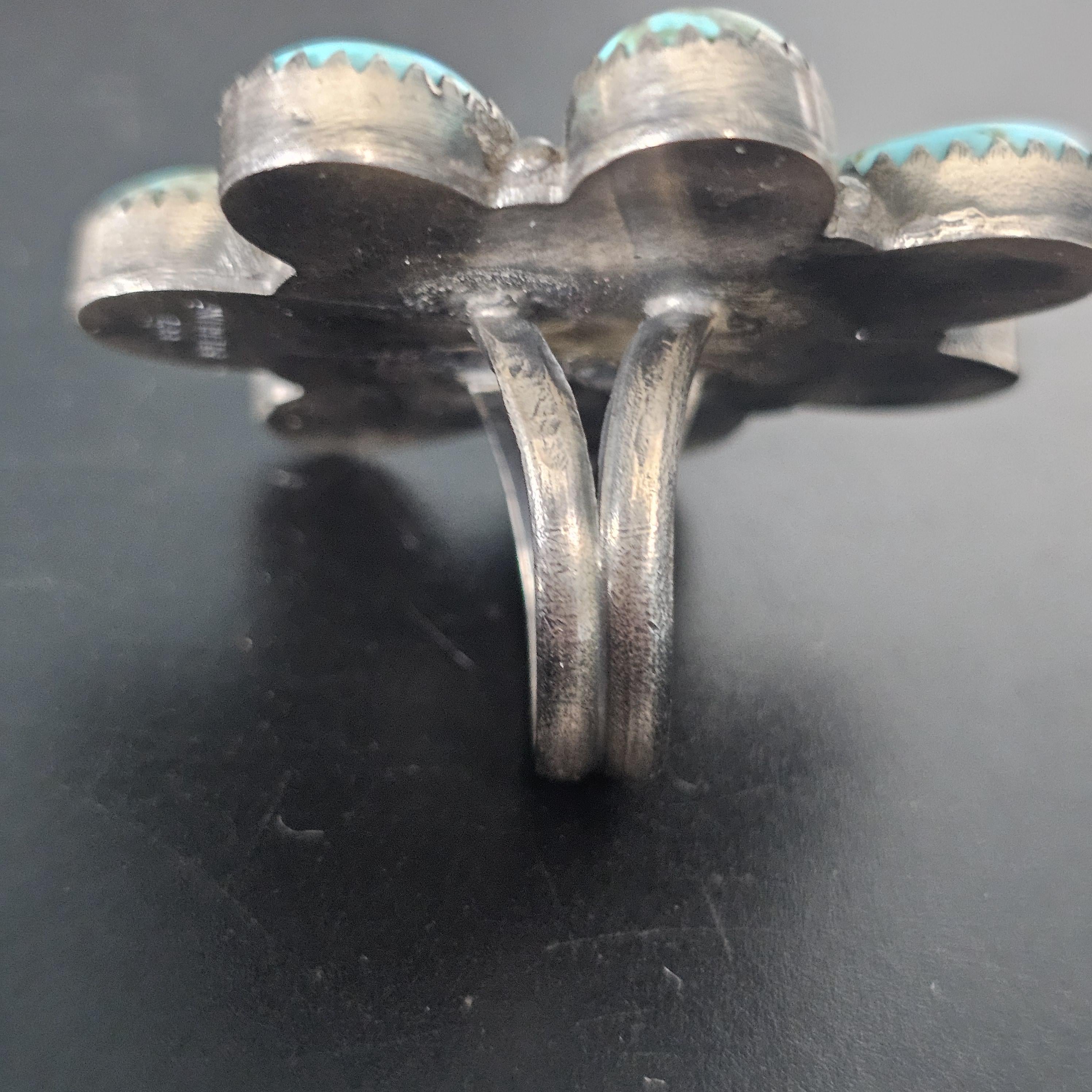 Huge Zuni Cluster Turquoise Vintage Ring Old Pawn Size 10  JR 450