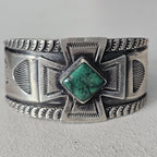 Vintage Silver Native Turquoise Cuff Old Pawn 7" wrist  JB  83