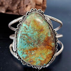 Single Large Royston Turquoise Sterling Silver Vintage Native Cuff, 6 1/2"  JB 61