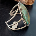 Single Large Royston Turquoise Sterling Silver Vintage Native Cuff, 6 1/2"  JB 61