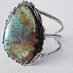 Single Large Royston Turquoise Sterling Silver Vintage Native Cuff, 6 1/2"  JB 61