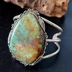 Single Large Royston Turquoise Sterling Silver Vintage Native Cuff, 6 1/2"  JB 61