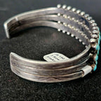 1940s Zuni 3 Row Snake Eye Turquoise Sterling Silver Cuff Bracelet 6 1/4"  JB 190