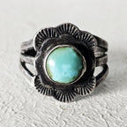 1920s Ingot Antique Turquoise Sterling Ring Size  6 1/2 Old Pawn. JR 443