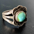 1920s Ingot Antique Turquoise Sterling Ring Size  6 1/2 Old Pawn. JR 443