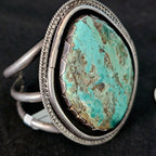 Single Large Kingman Turquoise Sterling Vintage Native Silver Cuff, 6 3/4"  JB 44