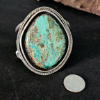 Single Large Kingman Turquoise Sterling Vintage Native Silver Cuff, 6 3/4"  JB 44
