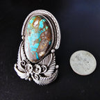 Ultra Large Statement Turquoise Silver Ring - Size 10 - Old Pawn JR 415