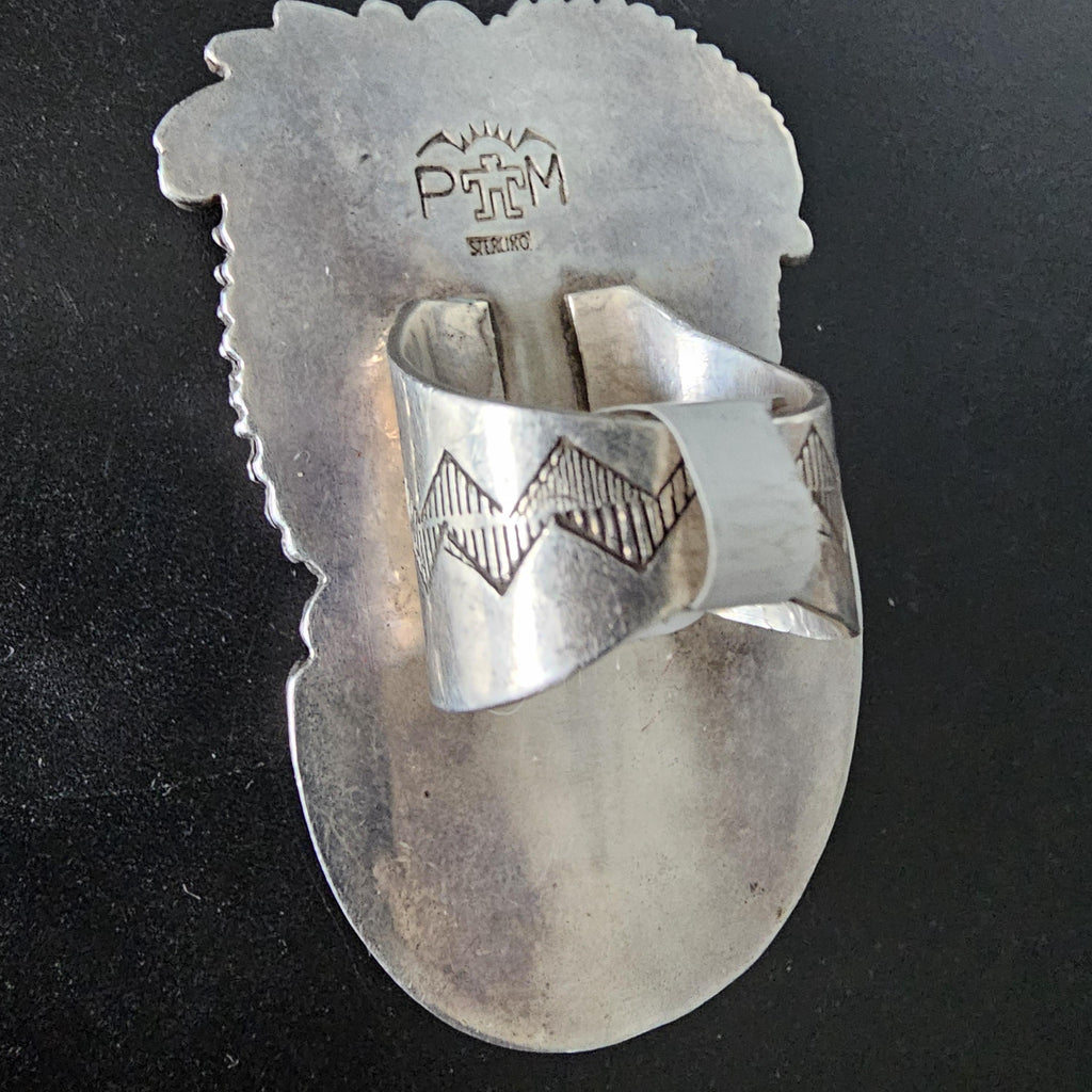 Ultra Large Statement Turquoise Silver Ring - Size 10 - Old Pawn JR 415