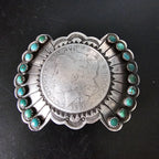 Coin Silver Signed Turquoise Vintage Buckle  Old Pawn JK 214