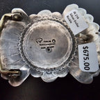 Coin Silver Signed Turquoise Vintage Buckle  Old Pawn JK 214