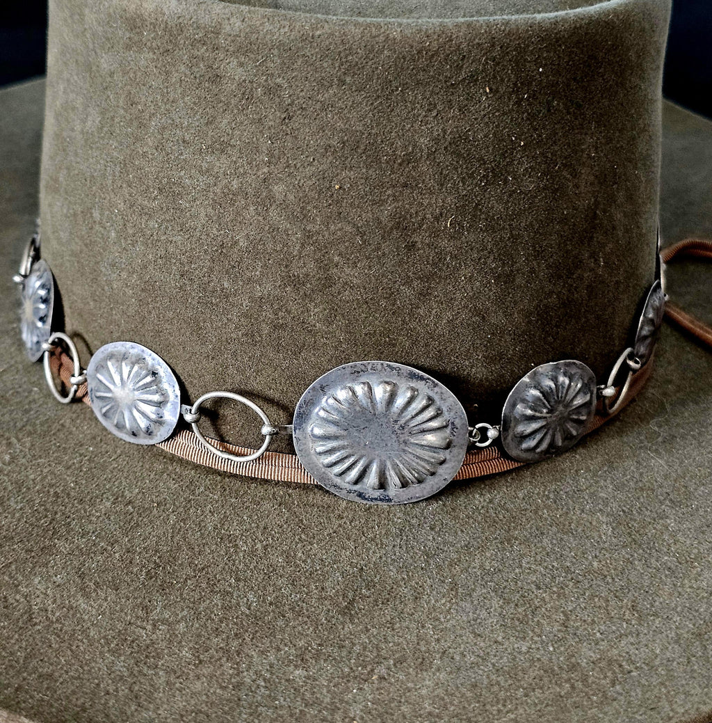 Vintage Concho Sterling Hatband Old Pawn. JH 152