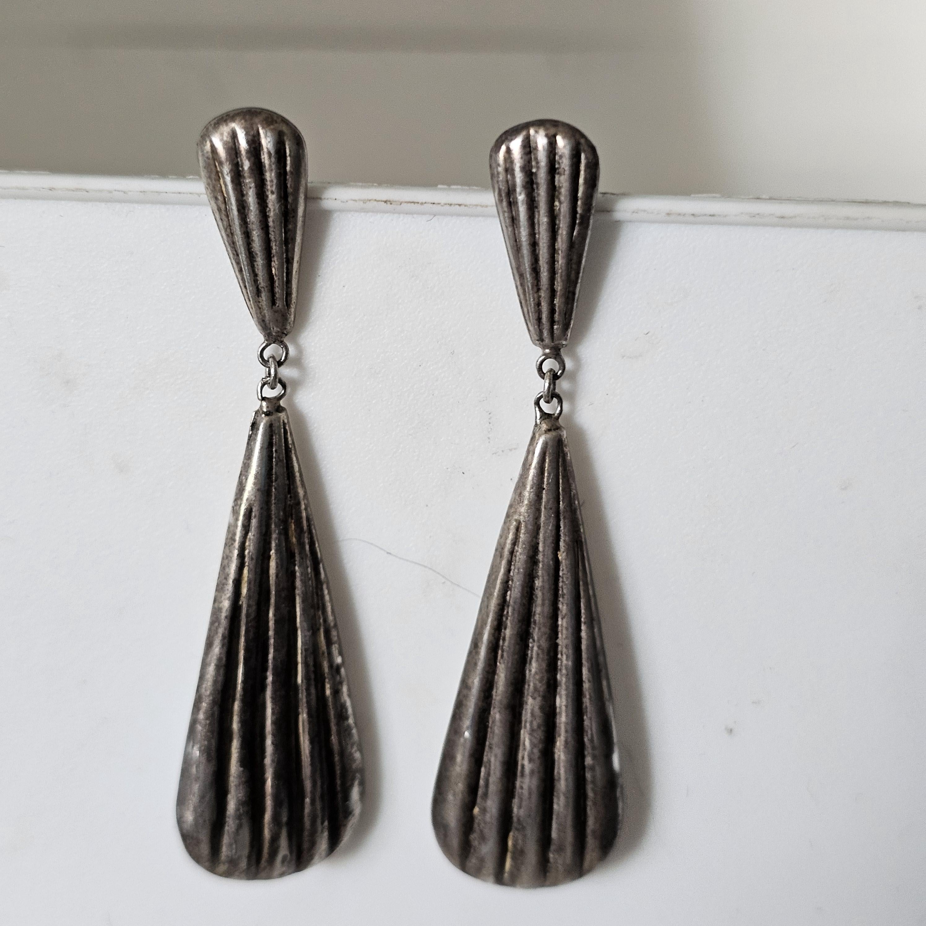 60s Silver Vintage  Dangle Earrings Native Old Pawn. # JE 593
