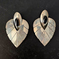 Sterling '70s Onyx Teardrop Vintage Silver Earrings . # JE 608