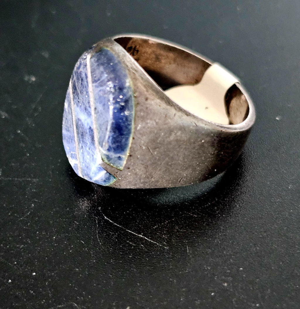 Sodalite Zuni Inlay Ring Old Pawn Size 11 1/2 JR 353
