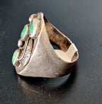 3 Green Turquoise Cast Silver Vintage Ring Size 11 Old Pawn JR 228