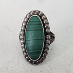 Malachite Vintage Sterling Native Ring Old Pawn Size 8 JR 149