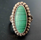 Malachite Vintage Sterling Native Ring Old Pawn Size 8 JR 149
