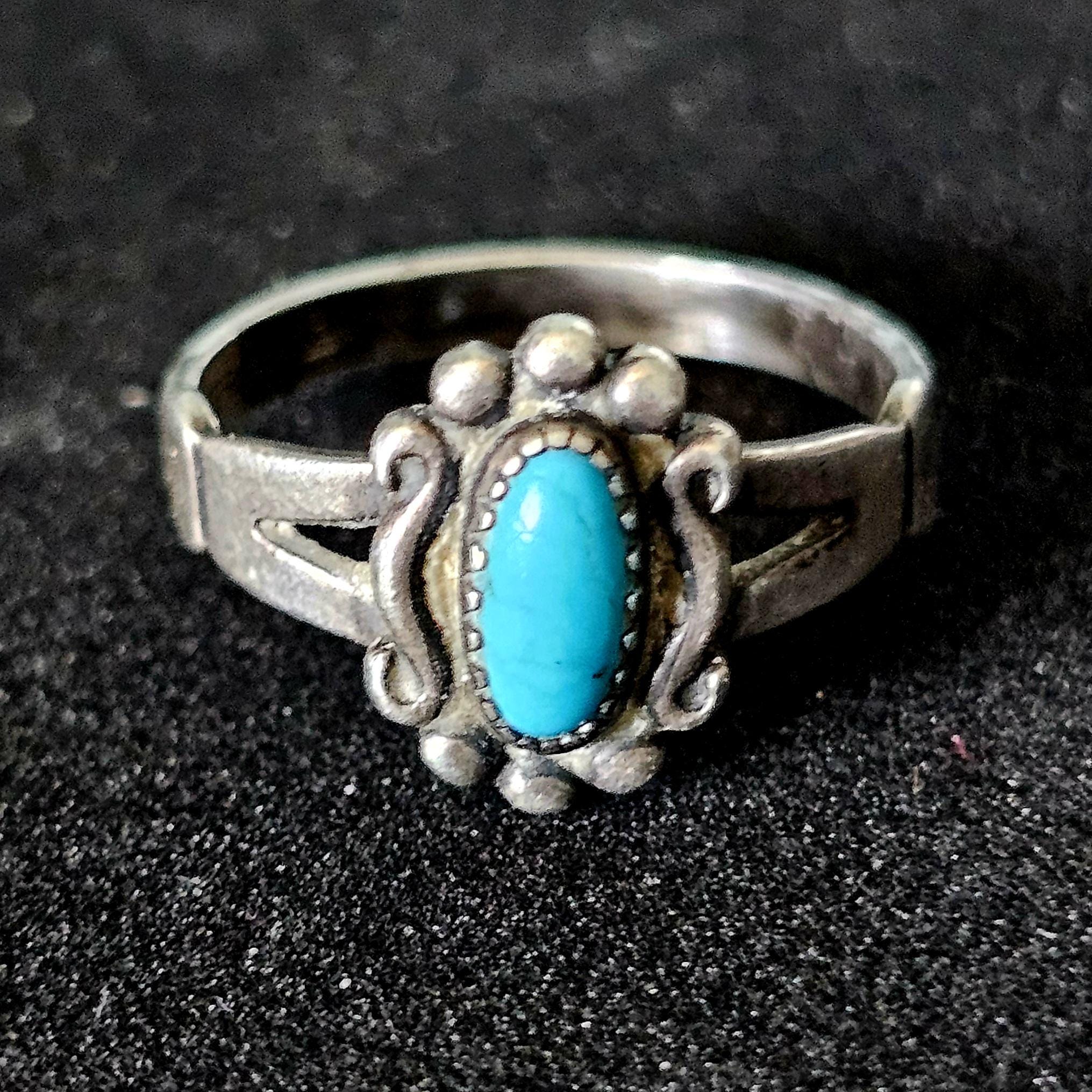 1940s Bell Trading Post Turquoise Vintage Native Ring Old Pawn Size 6 JR 469