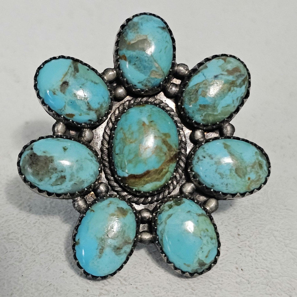Huge Zuni Cluster Turquoise Vintage Ring Old Pawn Size 10  JR 450