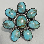 Huge Zuni Cluster Turquoise Vintage Ring Old Pawn Size 10  JR 450