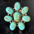 Huge Zuni Cluster Turquoise Vintage Ring Old Pawn Size 10  JR 450