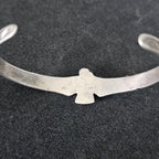 1930s Small Whirling Log Thunderbird Silver Native Cuff Bracelet Old Pawn. 6" wrist. JB 201
