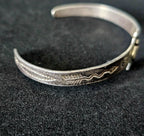 1930s Small Whirling Log Thunderbird Silver Native Cuff Bracelet Old Pawn. 6" wrist. JB 201