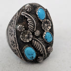 Cast Silver Turquoise Vintage Ring Size 11 Old Pawn JR 325