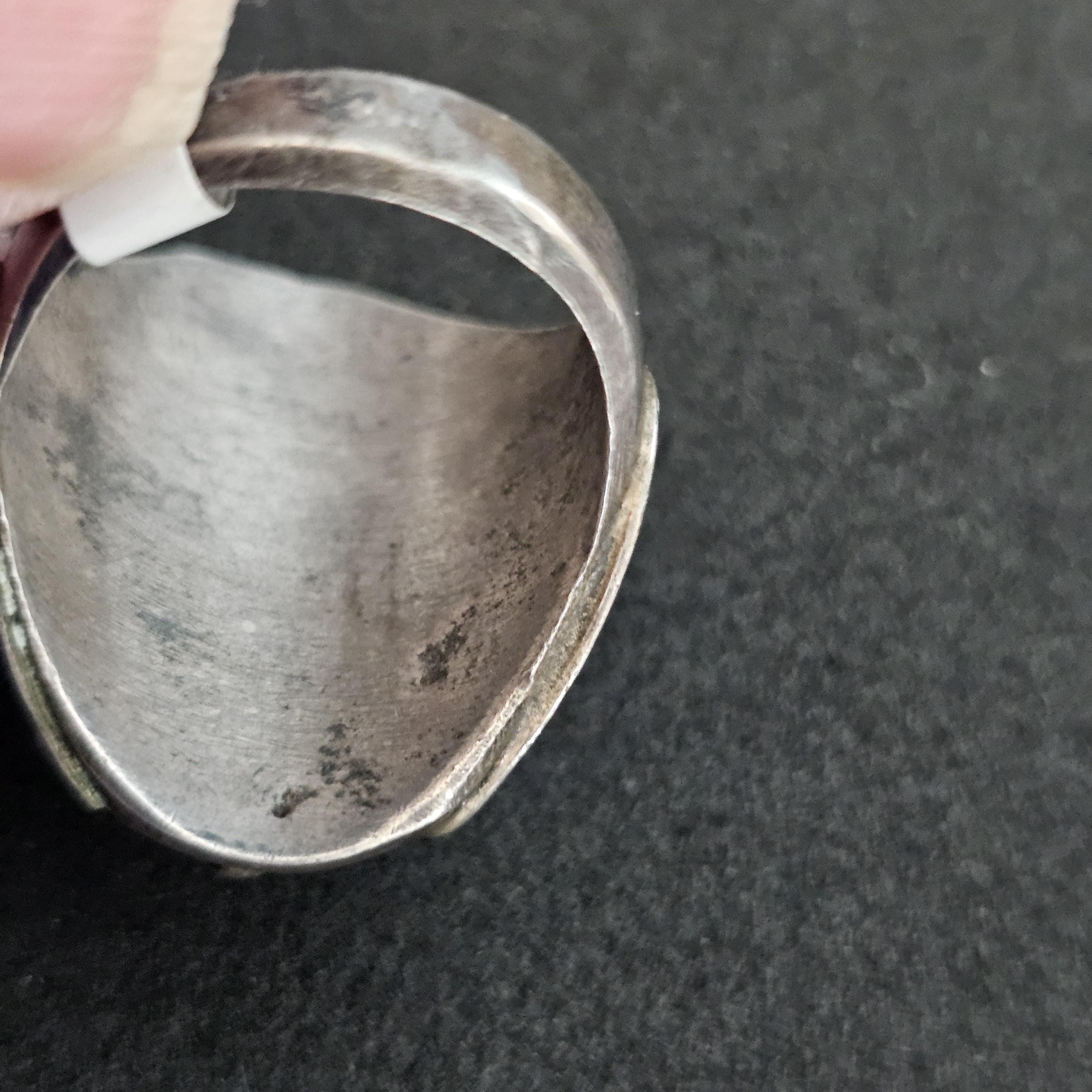 Cast Silver Turquoise Vintage Ring Size 11 Old Pawn JR 325